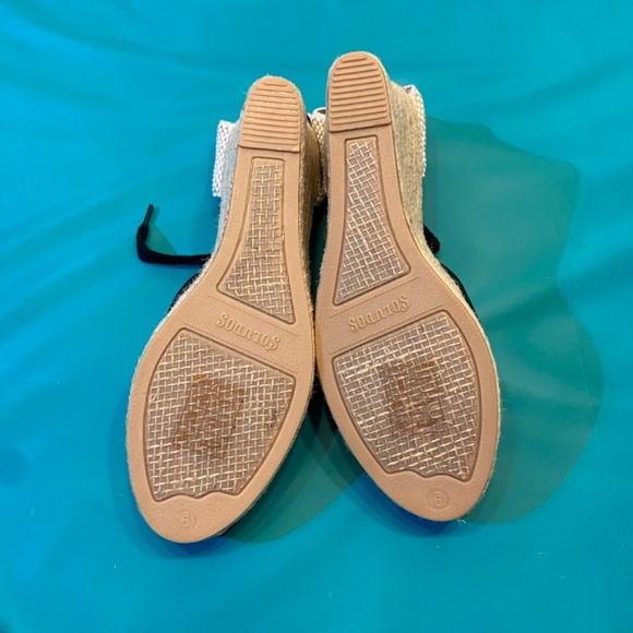 Soludos Womens Marseille Wedge Espadrilles Black Round Closed Toe Lace up Travel - Picture 7 of 8